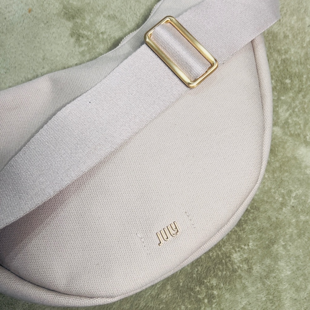 JULY Everyday Crescent Bag Canvas Purse Taupe Khaki Crossbody Sling